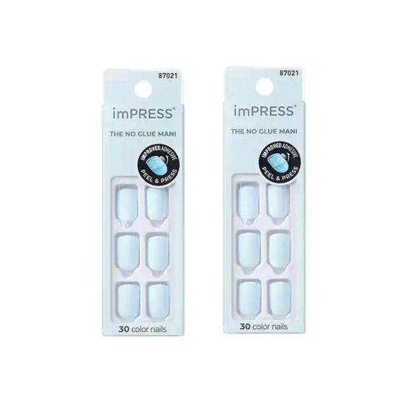 2 Pack impress No Glue Peel & Press Manicure BLUE SKY 30 nails ea - Picture 1 of 1